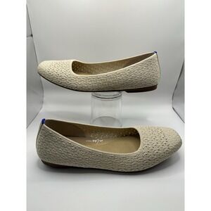 Rothy's The Max square toe ballet flats Ivory Powder Crochet 10.5